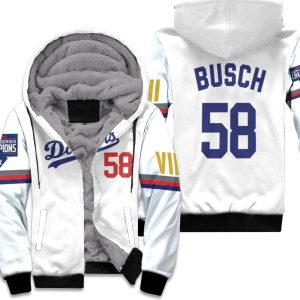 Los Angeles Dodgers Busch 58 2020 Championship Golden Edition White Inspired Style Unisex Fleece Hoodie
