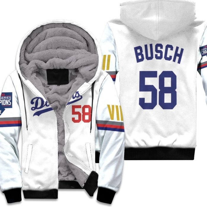 Los Angeles Dodgers Busch 58 2020 Championship Golden Edition White Inspired Style Unisex Fleece Hoodie