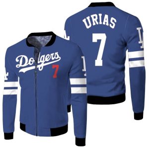 Los Angeles Dodgers Julio Urias 7 2020 MLB Blue Inspired Style Fleece Bomber Jacket