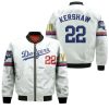 Los Angeles Dodgers Kershaw 22 2020 Championship Golden Edition White Inspired Style Bomber Jacket