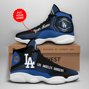 Los Angeles Dodgers Men'S Jordan 13 Custom Name Personalized Shoes
