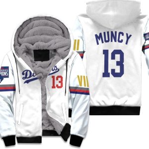Los Angeles Dodgers Muncy 13 2020 Championship Golden Edition White Inspired Style Unisex Fleece Hoodie