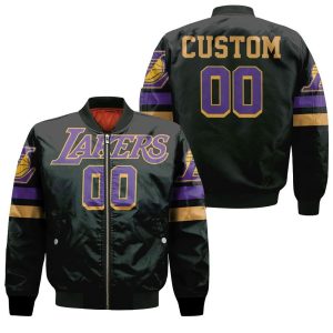 Los Angeles Lakers 2020-21 Earned Edition Black Personalized Inspired Style Bomber Jacket