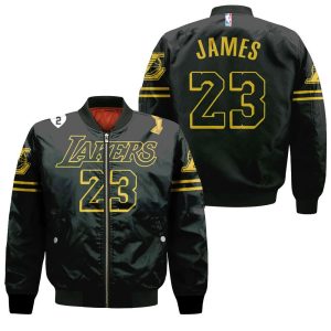 Los Angeles Lakers Lebron James 23 Team 2020 Black Inspired Style Bomber Jacket