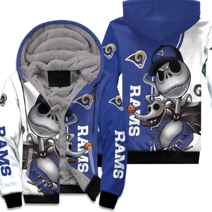 Los Angeles Rams Jack Skellington And Zero Unisex Fleece Hoodie