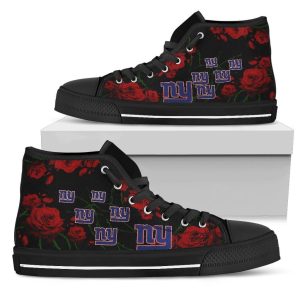 Lovely Rose Thorn Incredible New York Giants NFL Custom Canvas High Top Shoes