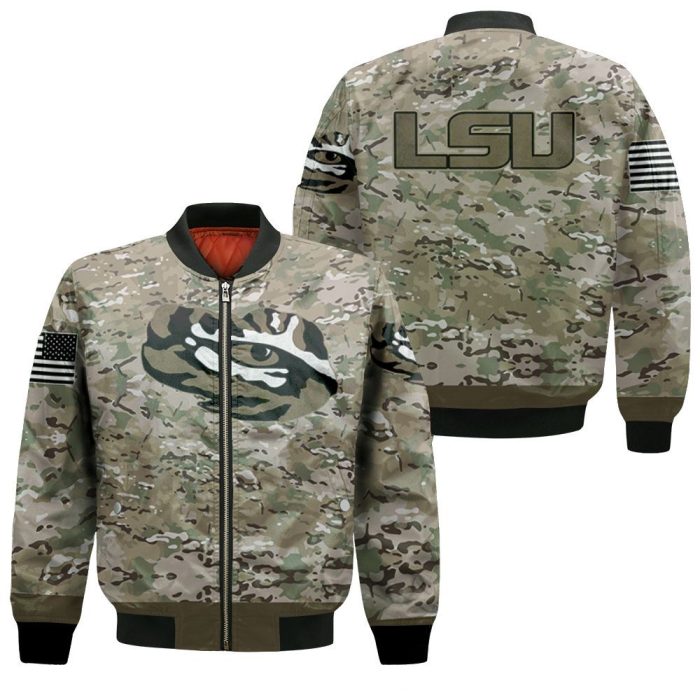 Lsu Tigers Camo Pattern 3D Bomber Jacket