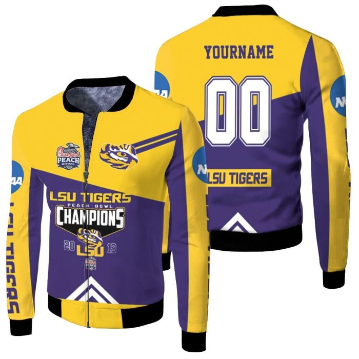 Lsu Tigers Peach Bowl Champions 2019 Ncaa For Lsu Fan 3D Fleece Bomber Jacket