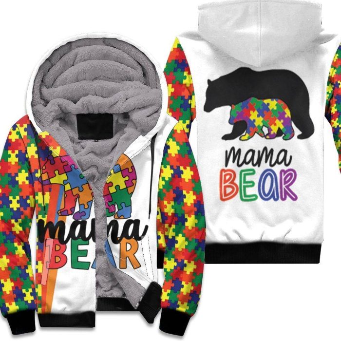 Mama Bear Autism Support Unisex Fleece Hoodie