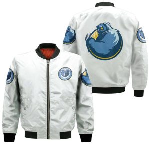 Memphis Grizzlies Basketball Classic Mascot Logo Gift For Grizzlies Fans White Bomber Jacket