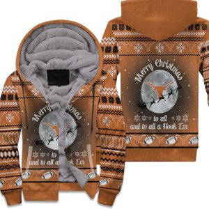 Merry Christmas To All And To All A Hook Em Texas Longhorns Ugly Christmas 3D Unisex Fleece Hoodie