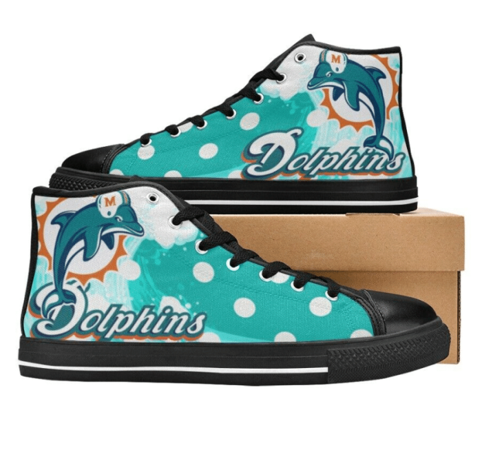 Miami Dolphins NFL Football 5 Custom Canvas High Top Shoes