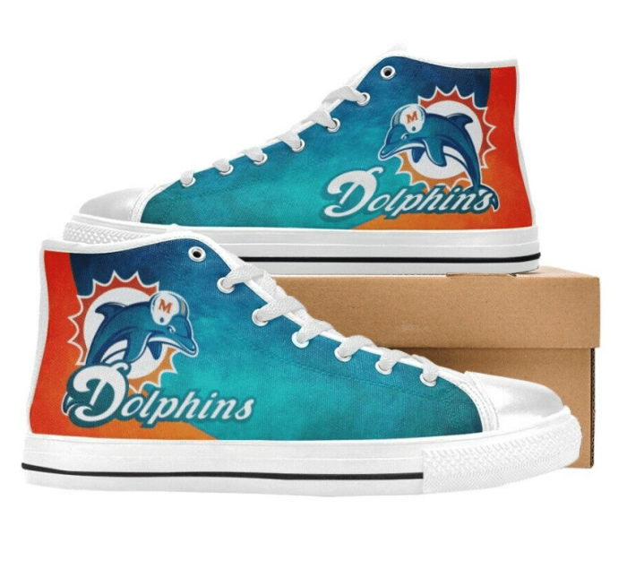 Miami Dolphins NFL Football 9 Custom Canvas High Top Shoes