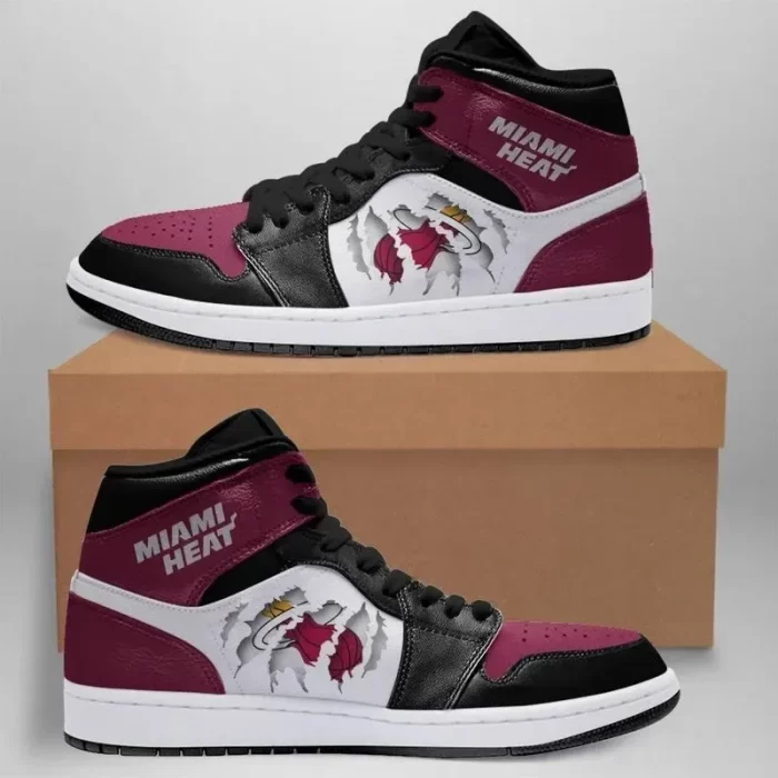 Miami Heat 2 NBA Air Jordan 1 Sport Custom Sneakers