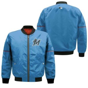 Miami Marlins Alternate 2019 Team Blue Thunder 2019 Inspired Style Bomber Jacket