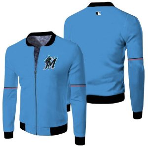 Miami Marlins Alternate 2019 Team Blue Thunder 2019 Inspired Style Fleece Bomber Jacket