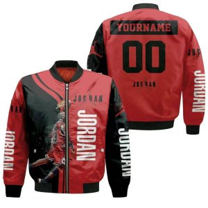 Michael Jordan 23 Chicago Bull Jump Shot Logo Personalized Bomber Jacket