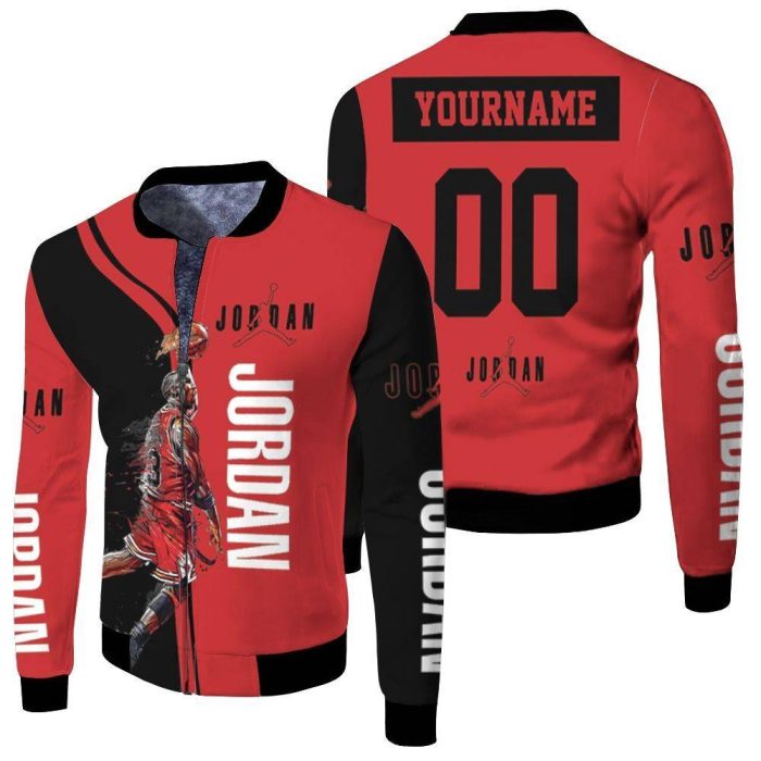 Michael Jordan 23 Chicago Bull Jump Shot Logo Personalized Fleece Bomber Jacket