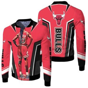 Michael Jordan 23 Chicago Bulls Standing Fleece Bomber Jacket