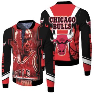 Michael Jordan Chicago Bulls 23 Fireball Fleece Bomber Jacket