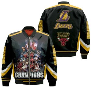Michael Jordan Kobe Bryant Chicago Bulls La Lakers Legend Highlights 3D Printed.Psd Bomber Jacket