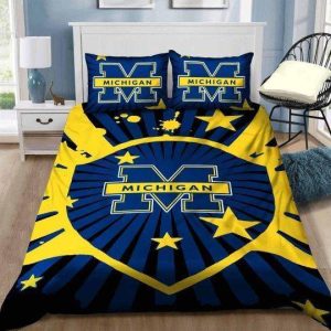 Michigan Wolverines Bedding Set Sleepy - 1 Duvet Cover & 2 Pillow Cases