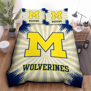 Michigan Wolverines Duvet Cover Pillowcase Bedding Set