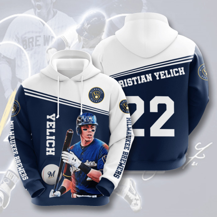 Milwaukee Brewers Christian Yelich 12 3D Hoodie