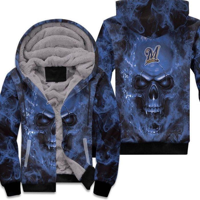 Milwaukee Brewers Mlb Fans Skull Unisex Fleece Hoodie