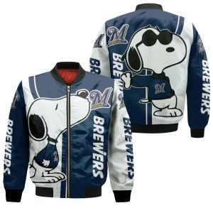 Milwaukee Brewers Snoopy Lover 3D Printed Bomber Jacket