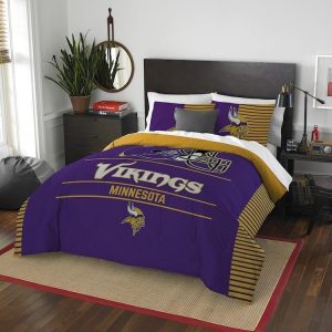 Minnesota Vikings Bedding Set - 1 Duvet Cover & 2 Pillow Case