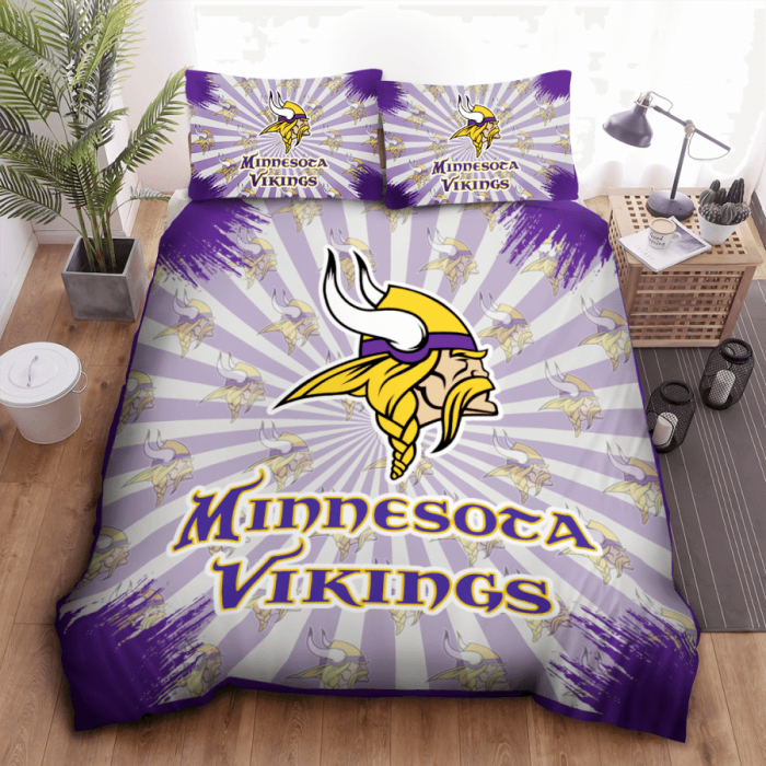 Minnesota Vikings Duvet Cover Pillowcase Bedding Set