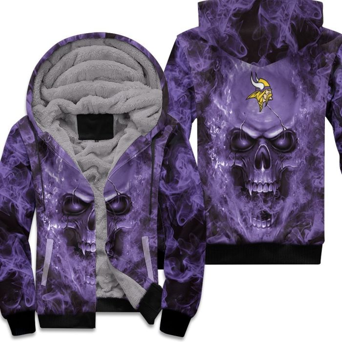 Minnesota Vikings Nfl Fans Skull Unisex Fleece Hoodie