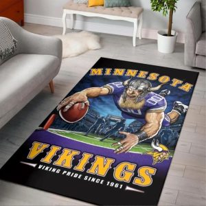 Minnesota Vikings Viking Pride Since 1961 NFL Area Rug Rugs For Living Room Rug Home Decor
