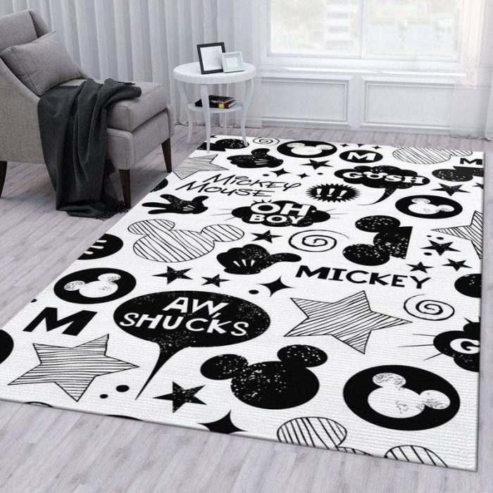 Minnie Mouse Black And White Area Rug For Christmas Living Room Rug