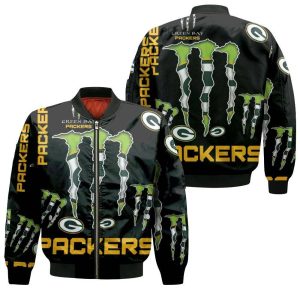 Monster Energy Logo For Lovers Green Bay Packers Bomber Jacket