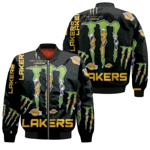 Monster Energy Logo For Lovers Los Angeles Lakers Bomber Jacket