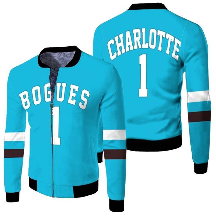 Muggsy Bogues Charlotte Hornets 1992-93 Hardwood Classics Teal Fleece Bomber Jacket