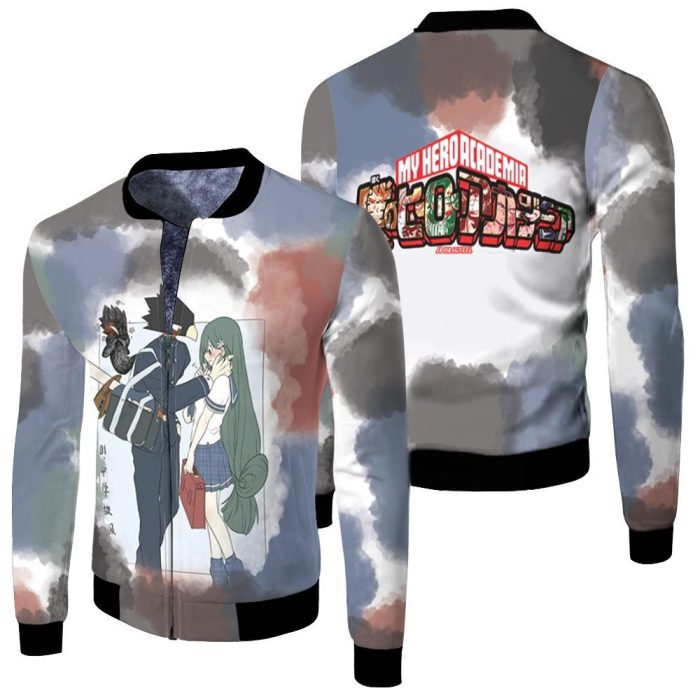 My Hero Academia Fumikage Tokoyami Love Tsuyu Asui Cute Couple Fleece Bomber Jacket