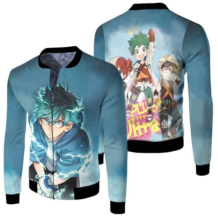 My Hero Academia Midoriya Izuku Thunder Effect For Japanese Fan Fleece Bomber Jacket