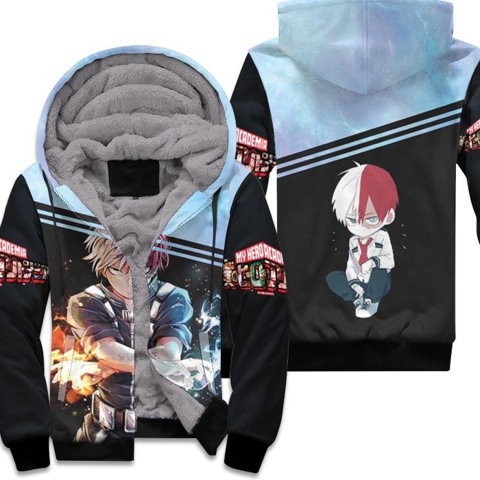 My Hero Academia Todoroki Shouto Fire Ice Together Power For Fan Unisex Fleece Hoodie