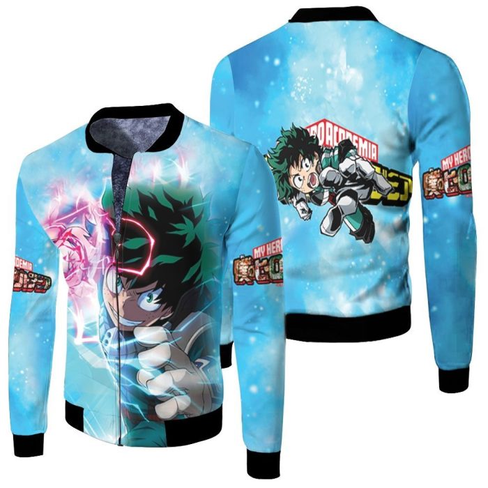 My Hero Acadimia Midoriya Izuku Powerful Skill Thunder For Fan Fleece Bomber Jacket