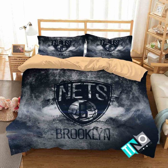 NBA Brooklyn Nets 1 Logo 3D Duvet Cover Bedding Sets V