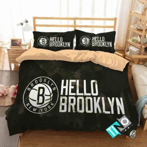 NBA Brooklyn Nets Logo Bedding Set- 1 Duvet Cover & 2 Pillow Cases