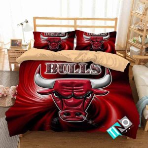 NBA Chicago Bulls 3D Logo Basketball Duvet Cover Bedding Set