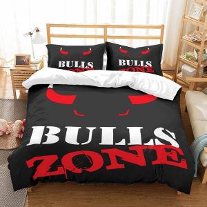 NBA Chicago Bulls Zone Basketball Bedding Set- 1 Duvet Cover & 2 Pillow Cases