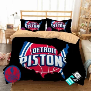 NBA Detroit Pistons 3 Logo 3D Duvet Cover Bedding Sets N