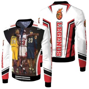 NBA Legend Michael Jordan Kobe Bryant Lebron James Fleece Bomber Jacket