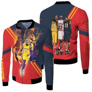 NBA Legends Michael Jordan Kobe Bryant Lebron James Signed Fleece Bomber Jacket