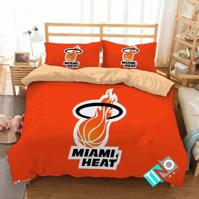NBA Miami Heat 3 Logo 3D Duvet Cover Bedding Sets N